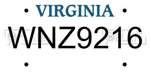 WNZ9216 Virginia License Plate