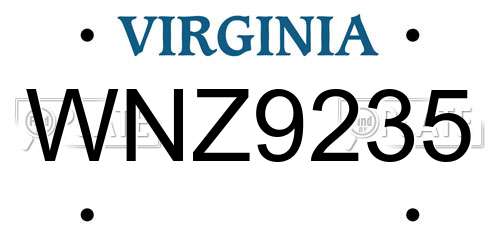 WNZ9235 Virginia License Plate