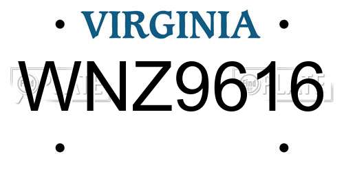 WNZ9616 Virginia License Plate