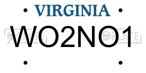 WO2NO1 Virginia License Plate