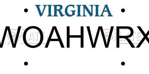 WOAHWRX Virginia License Plate