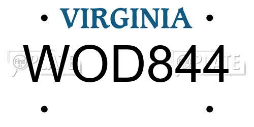 WOD844 Virginia License Plate