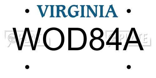 WOD84A Virginia License Plate
