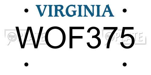 WOF375 Virginia License Plate
