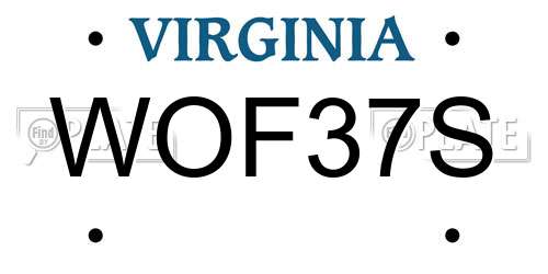 WOF37S Virginia License Plate
