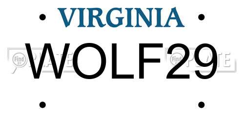 WOLF29 Virginia License Plate