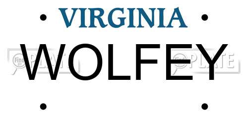 WOLFEY Virginia License Plate