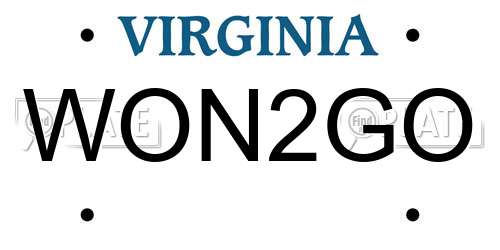 WON2GO Virginia License Plate