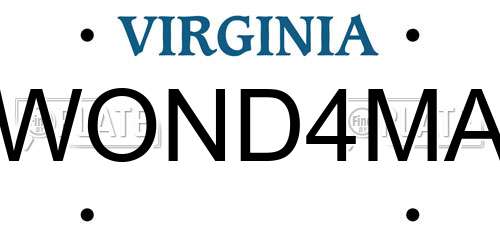 WOND4MA Virginia License Plate