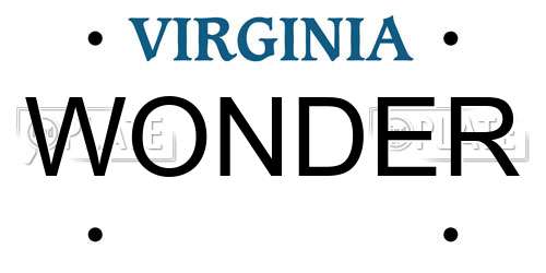 WONDER Virginia License Plate