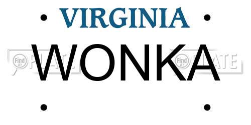 WONKA Virginia License Plate