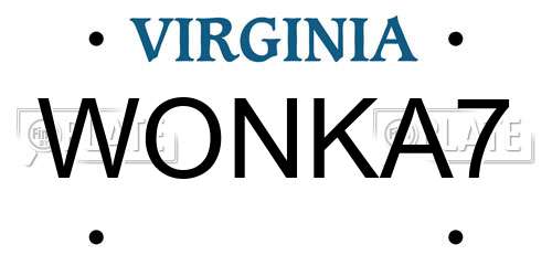 WONKA7 Virginia License Plate