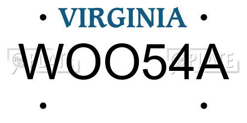 WOO54A Virginia License Plate