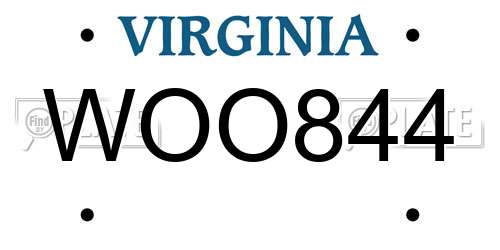 WOO844 Virginia License Plate
