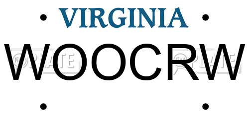 WOOCRW Virginia License Plate