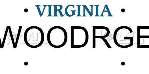 WOODRGE Virginia License Plate