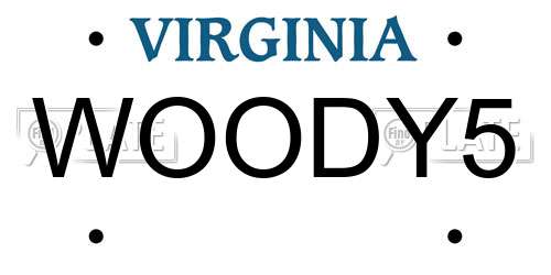 WOODY5 Virginia License Plate