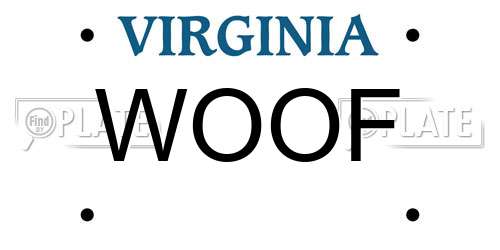 WOOF Virginia License Plate