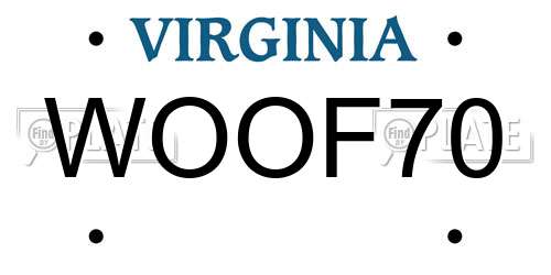 WOOF70 Virginia License Plate