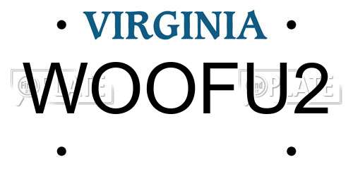 WOOFU2 Virginia License Plate