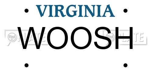 WOOSH Virginia License Plate