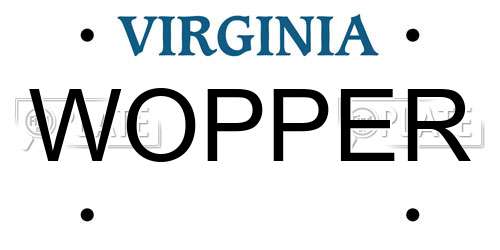 WOPPER Virginia License Plate