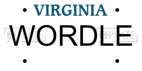 WORDLE Virginia License Plate
