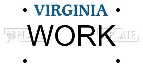 WORK Virginia License Plate