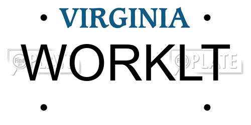 WORKLT Virginia License Plate