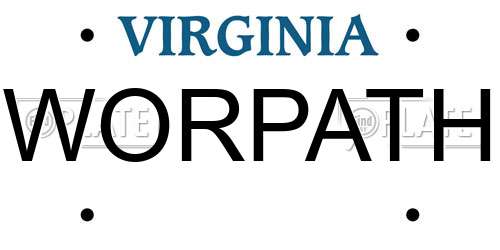 WORPATH Virginia License Plate