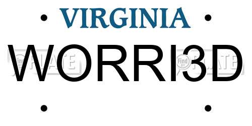 WORRI3D Virginia License Plate