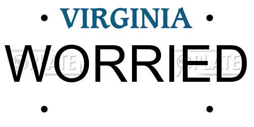 WORRIED Virginia License Plate