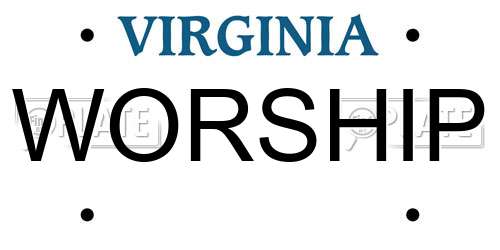 WORSHIP Virginia License Plate