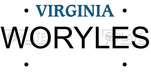WORYLES Virginia License Plate