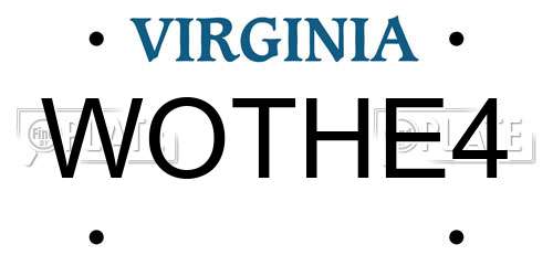 WOTHE4 Virginia License Plate