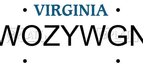 WOZYWGN Virginia License Plate