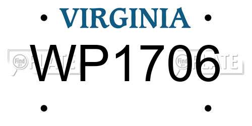 WP1706 Virginia License Plate