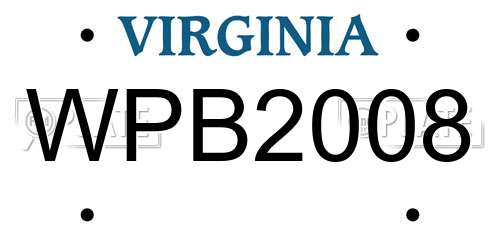 WPB2008 Virginia License Plate