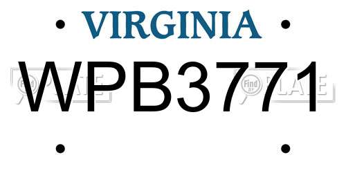 WPB3771 Virginia License Plate