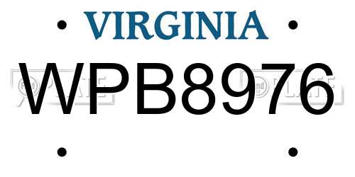 WPB8976 Virginia License Plate