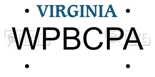 WPBCPA Virginia License Plate