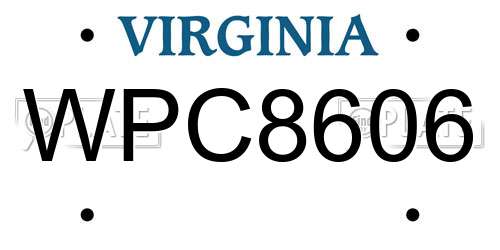 WPC8606 Virginia License Plate