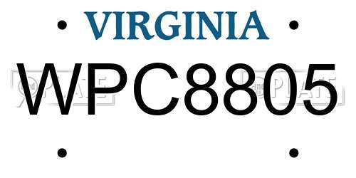 WPC8805 Virginia License Plate