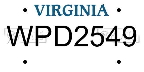 WPD2549 Virginia License Plate
