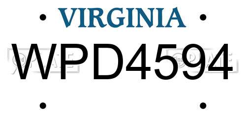 WPD4594 Virginia License Plate