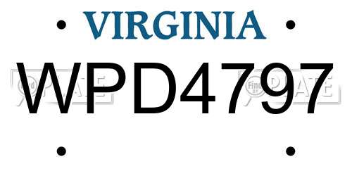 WPD4797 Virginia License Plate
