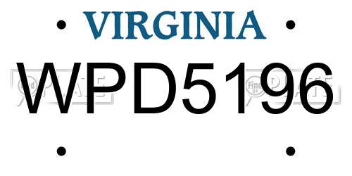 WPD5196 Virginia License Plate