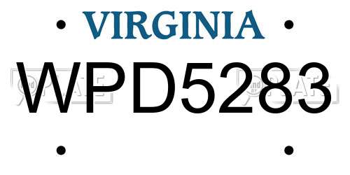 WPD5283 Virginia License Plate