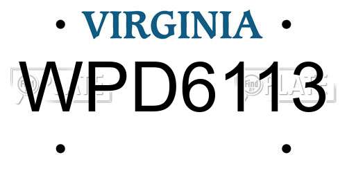 WPD6113 Virginia License Plate