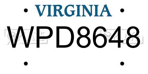 WPD8648 Virginia License Plate
